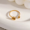 Wholesale Simple Fashion Light Luxury Rose Open Ring In Geometric Shape Made Of Stainless Steel With Pvd Furnace Vacuum Real Gold Plating
