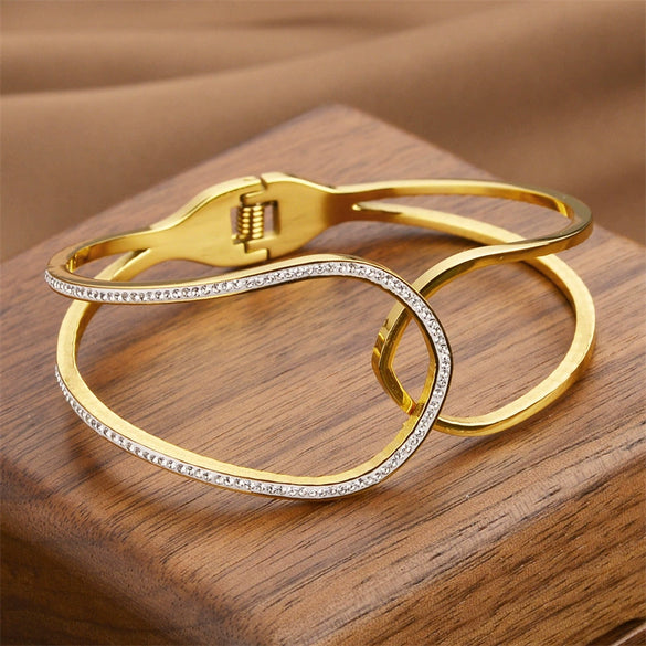 Wholesale Simple Fashion Nonfading Rose Gold Titanium Steel Bracelet With Electroplating Processing