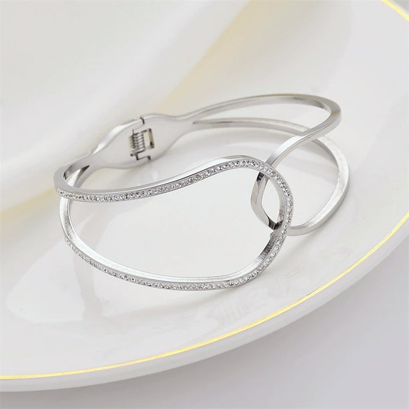 Wholesale Simple Fashion Nonfading Rose Gold Titanium Steel Bracelet With Electroplating Processing