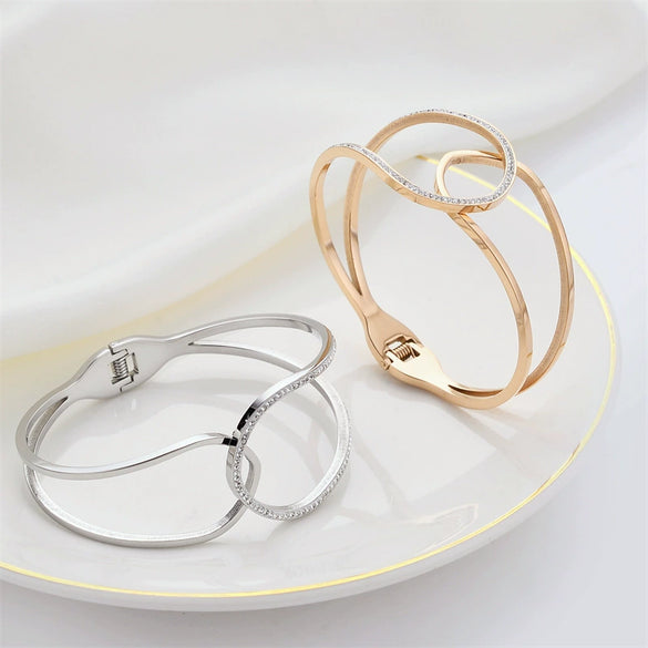 Wholesale Simple Fashion Nonfading Rose Gold Titanium Steel Bracelet With Electroplating Processing