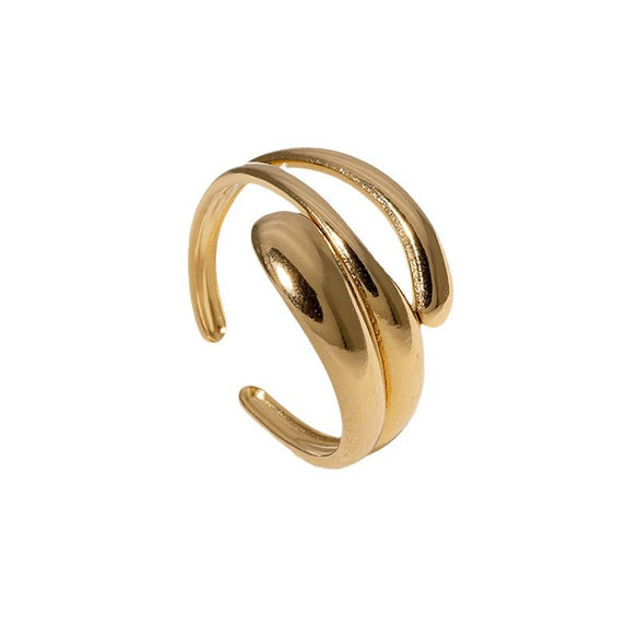 Wholesale Simple Fashion Open Stainless Steel Ring For Women With Geometric Pattern And Electroplating Treatment