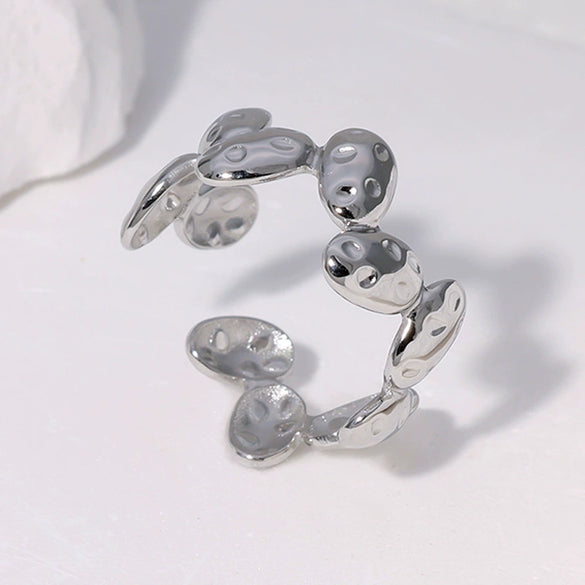 Wholesale Simple Fashion Open Stainless Steel Ring With Geometric Pattern And Electroplating Treatment