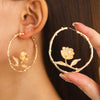 Wholesale Simple Fashion Rose Flower Earrings For Women Zinc Alloy Set With Diamonds