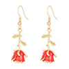 Wholesale Simple Fashion Rose Flower Earrings For Women Zinc Alloy Set With Diamonds