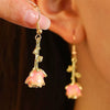Wholesale Simple Fashion Rose Flower Earrings For Women Zinc Alloy Set With Diamonds