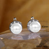 Wholesale Simple Fashion Round Zircon Artificial Pearl Earrings For Female Copper Material With Geometric Pattern
