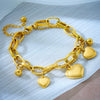 Wholesale Simple Fashion Titanium Steel Gold Inlaid Heart Shape Pendant Multi Layer Bracelet For Women And Unisex