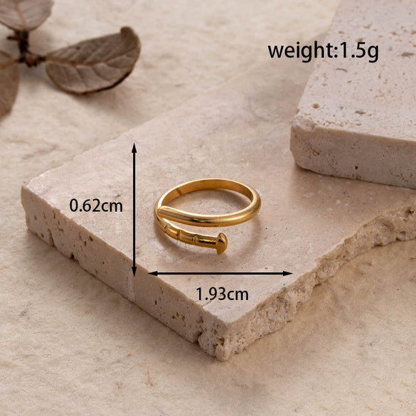 Wholesale Simple Fashion Titanium Steel Love Nails Encircling Adjustable Ring With Heart Shape Design And Electroplating For Unisex