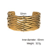 Wholesale Simple Fashionable Corrugated Glossy 18K Goldplated Stainless Steel Open Bracelet That Does Not Fade