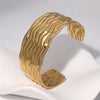 Wholesale Simple Fashionable Corrugated Glossy 18K Goldplated Stainless Steel Open Bracelet That Does Not Fade