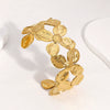 Wholesale Simple Flower Design Electroplated Stainless Steel Open Bracelet