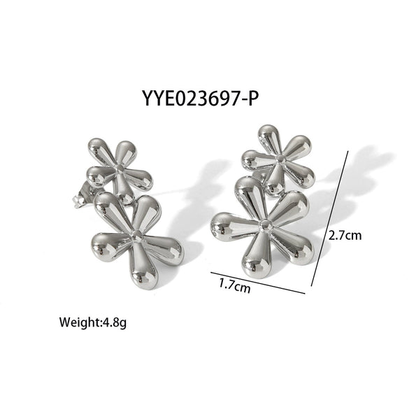 Wholesale Simple Flower Titanium Steel And Stainless Steel Earrings With Pvd Furnace Real Gold Electroplating For Women