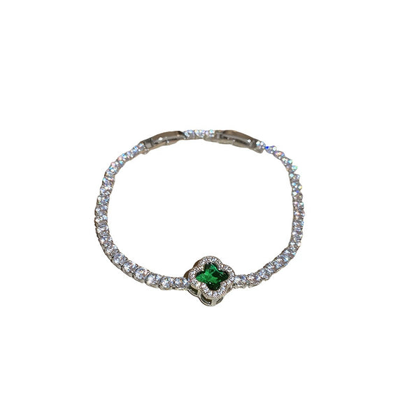 Wholesale Simple Flower Zircon Inlaid Copper Bracelet For Women With Geometric Styling And Light Luxury Niche Temperament