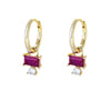 Wholesale Simple Fresh Square Red Zircon S925 Sterling Silver Earrings Geometric Style