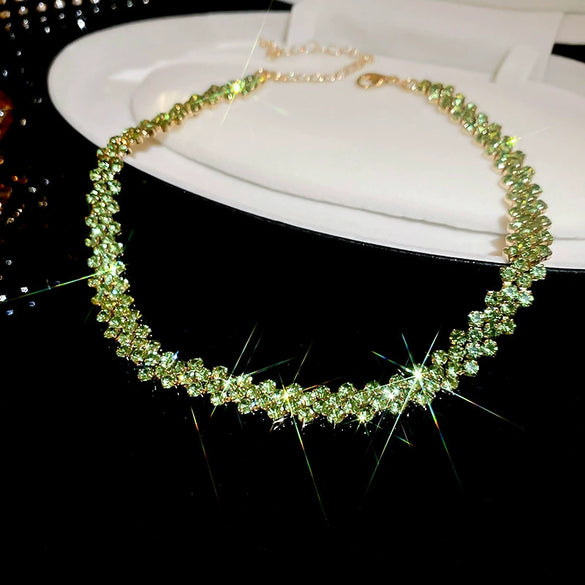 Wholesale Simple Full Diamond Choker Collar Necklace With Geometric Pattern Trendy Fashion