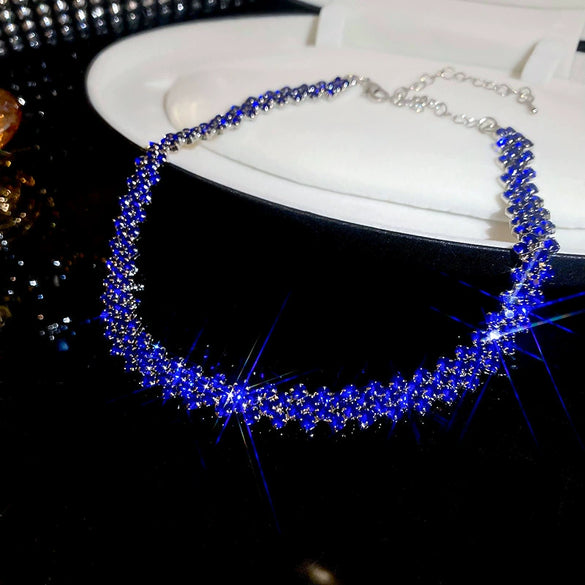 Wholesale Simple Full Diamond Choker Collar Necklace With Geometric Pattern Trendy Fashion