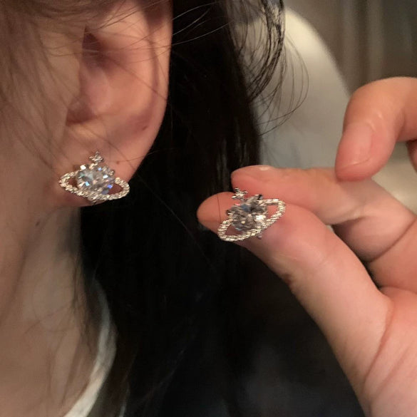 Wholesale Simple Geometric Alloy Earrings With Diamond Hollow Design And Electroplating For Women