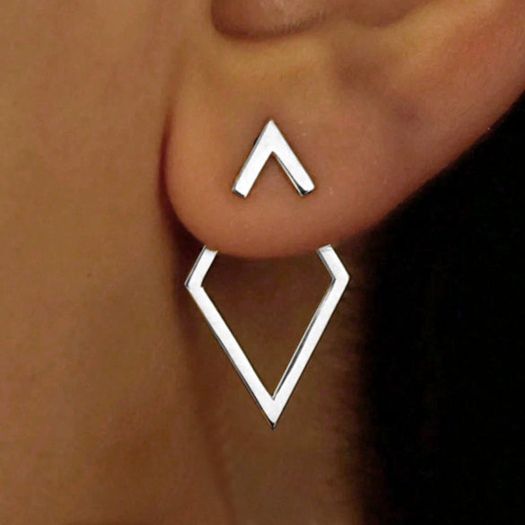 Wholesale Simple Geometric Alloy Earrings With Diamond Hollow Design And Electroplating For Women
