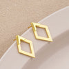 Wholesale Simple Geometric Alloy Earrings With Diamond Hollow Design And Electroplating For Women
