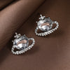 Wholesale Simple Geometric Alloy Earrings With Diamond Hollow Design And Electroplating For Women