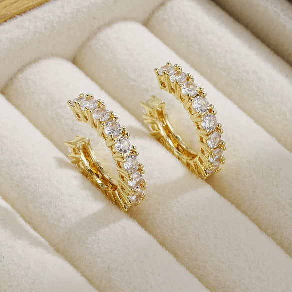 Wholesale Simple Geometric Alloy Earrings With Diamond Hollow Design And Electroplating For Women