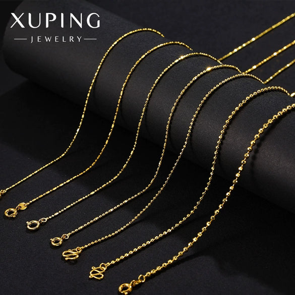 Wholesale Simple Geometric Alloy Gold Plated Copper Necklace With Ball Bead Chain