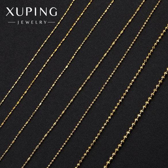Wholesale Simple Geometric Alloy Gold Plated Copper Necklace With Ball Bead Chain
