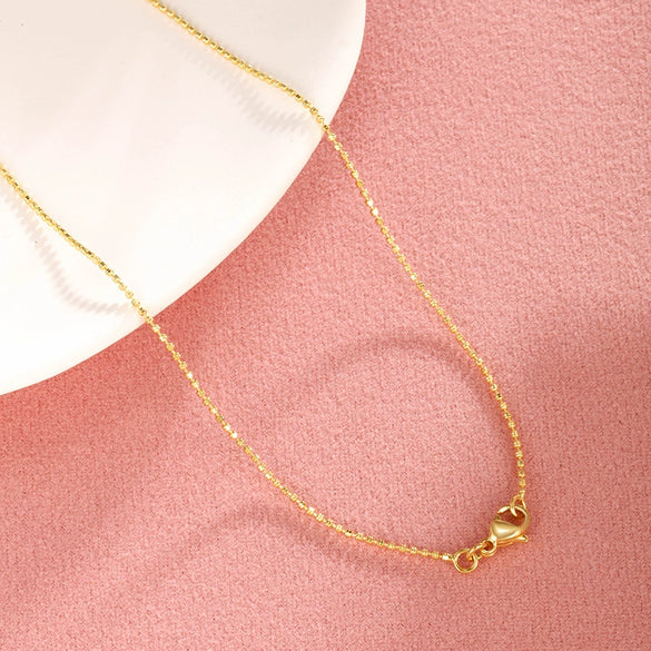 Wholesale Simple Geometric Alloy Gold Plated Copper Necklace With Ball Bead Chain