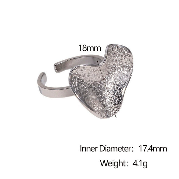 Wholesale Simple Geometric Asymmetrical Texture Electroplated Stainless Steel Open Ring For Women