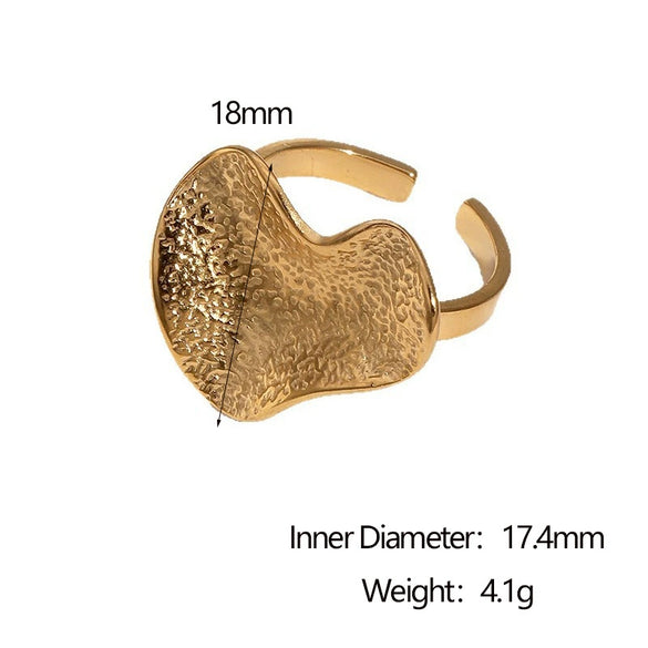 Wholesale Simple Geometric Asymmetrical Texture Electroplated Stainless Steel Open Ring For Women
