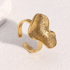Wholesale Simple Geometric Asymmetrical Texture Electroplated Stainless Steel Open Ring For Women