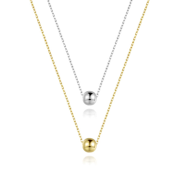Wholesale Simple Geometric Ball Design 925 Sterling Silver Clavicle Chain Necklace With Hanging Beads And Electroplating Treatment