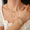 Wholesale Simple Geometric Bow Design Electroplated Titanium Steel Snake Bone Chain Bracelet For Women