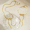 Wholesale Simple Geometric Bow Design Electroplated Titanium Steel Snake Bone Chain Bracelet For Women