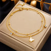 Wholesale Simple Geometric Butterfly Chain Stacked Titanium Steel Anklet For Women