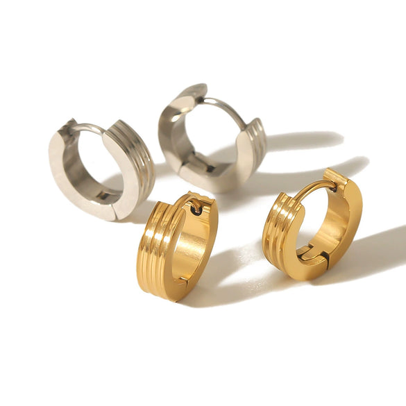 Wholesale Simple Geometric Circle Stainless Steel Earrings With 18K Gold Electroplating For Women