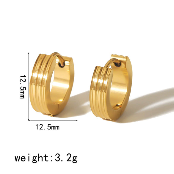 Wholesale Simple Geometric Circle Stainless Steel Earrings With 18K Gold Electroplating For Women