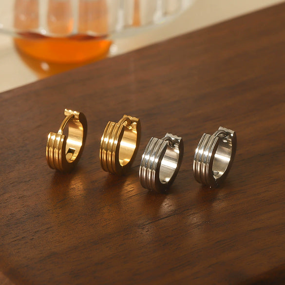Wholesale Simple Geometric Circle Stainless Steel Earrings With 18K Gold Electroplating For Women