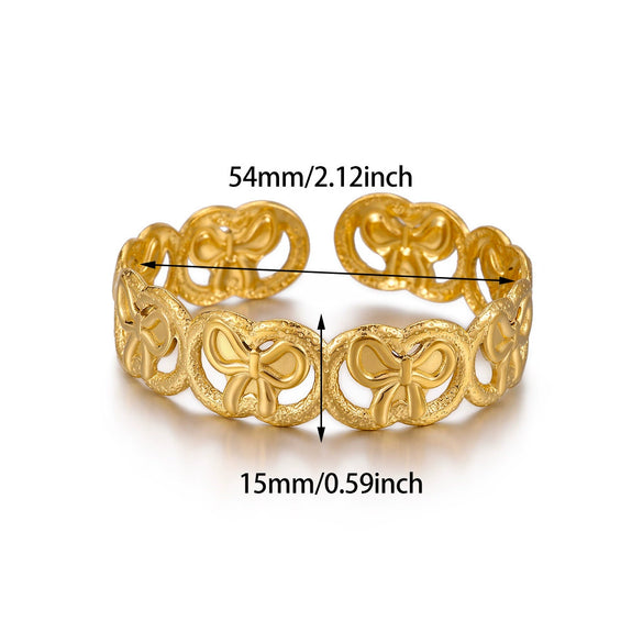 Wholesale Simple Geometric Circle Stainless Steel Gold Electroplated Doublelayer Glossy Metallic Opening Adjustable Bracelet