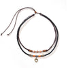 Wholesale Simple Geometric Coin Pendant Necklace Jewelry With Alloy Pendant Cowhide Wax Rope Weaving Chain And Polishing Treatment For Unisex