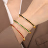 Wholesale Simple Geometric Colored Diamond Titanium Steel 18K Gold Plated Bracelet For Women