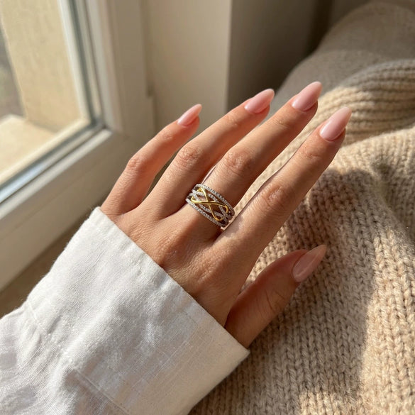 Wholesale Simple Geometric Copper Electroplated Figure Eight Ring Unisex Accessories