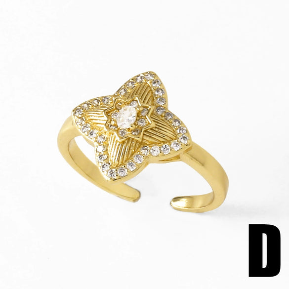 Wholesale Simple Geometric Copper Ring Electroplated With 18K Gold And Full Zircon For Boys And Girls