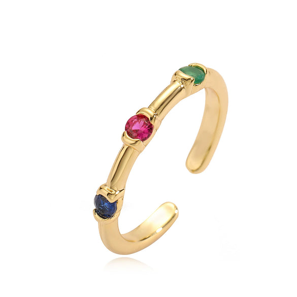 Wholesale Simple Geometric Copper Ring With Real Gold Plated And Micro Inlay For Women