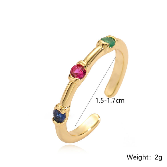 Wholesale Simple Geometric Copper Ring With Real Gold Plated And Micro Inlay For Women