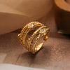 Wholesale Simple Geometric Copper Ring With Real Gold Plated And Micro Inlay For Women