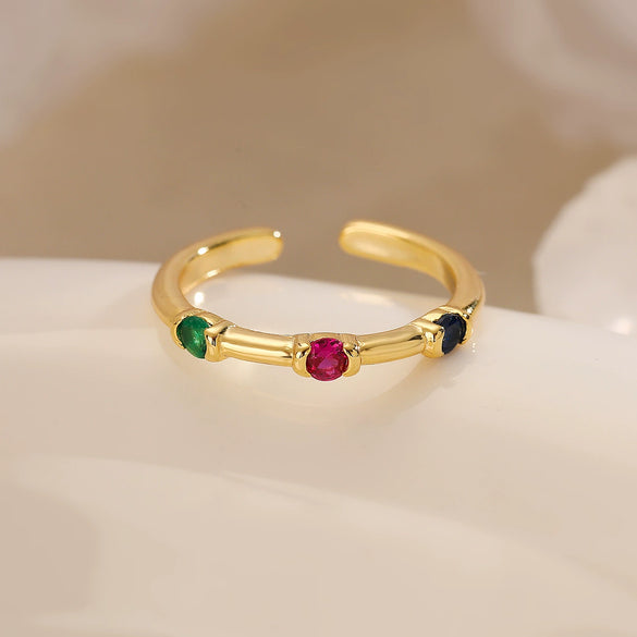 Wholesale Simple Geometric Copper Ring With Real Gold Plated And Micro Inlay For Women