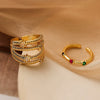 Wholesale Simple Geometric Copper Ring With Real Gold Plated And Micro Inlay For Women