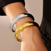 Wholesale Simple Geometric Crescentshaped Cshaped Open Cast Glossy Electroplated Titanium Steel Bracelet For Women