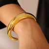 Wholesale Simple Geometric Crescentshaped Cshaped Open Cast Glossy Electroplated Titanium Steel Bracelet For Women